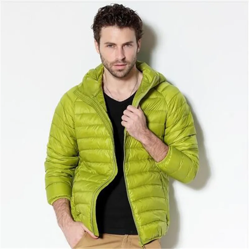 Новинка 2017 Мужская портативная куртка на белом утином пуху пуховик с капюшоном