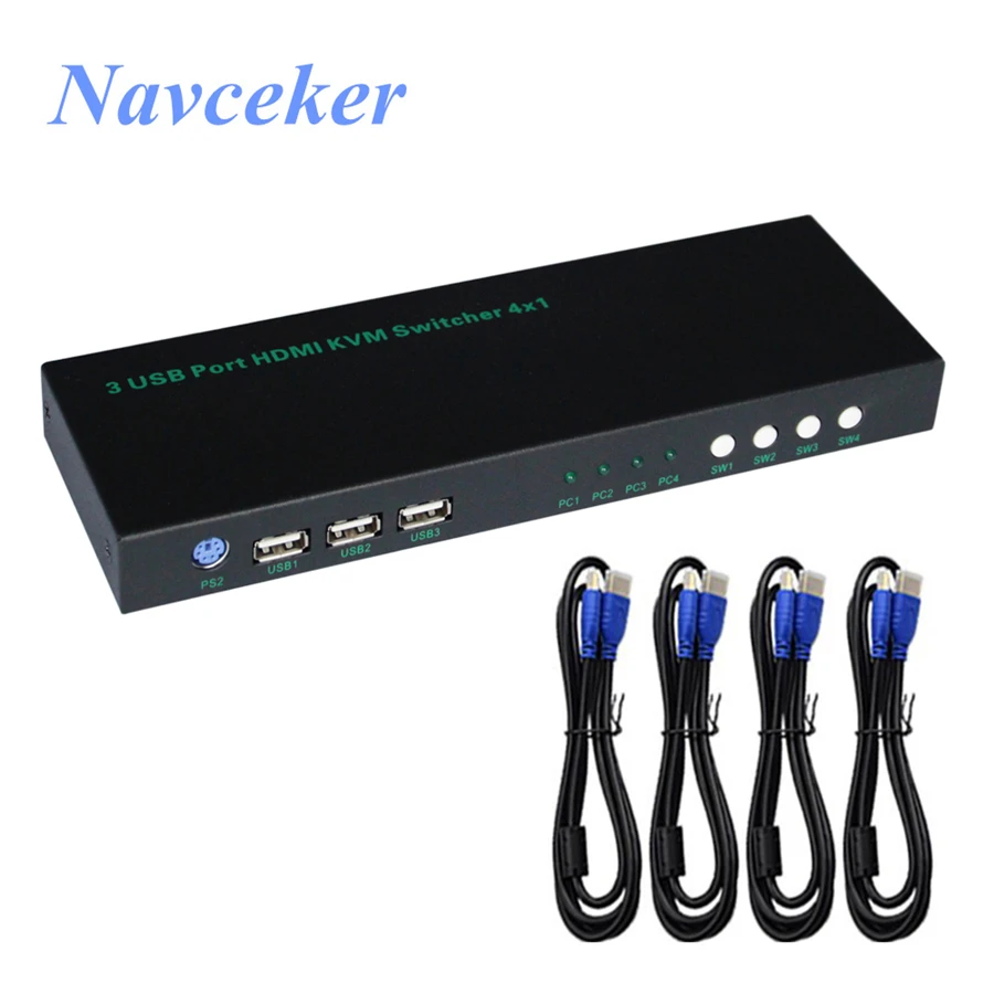 2018 новый 2 порта KVM коммутатор HDMI 4 USB К PS/2 Поддержка горячий ключ 0 2/4 порта|Кабели