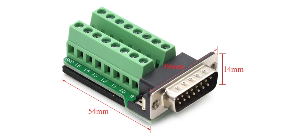 DB15 15Pin Адаптер RS232 последовательные сигналы терминальный модуль интерфейс конвертер к терминалу DB15 разъем мужской женский D sub