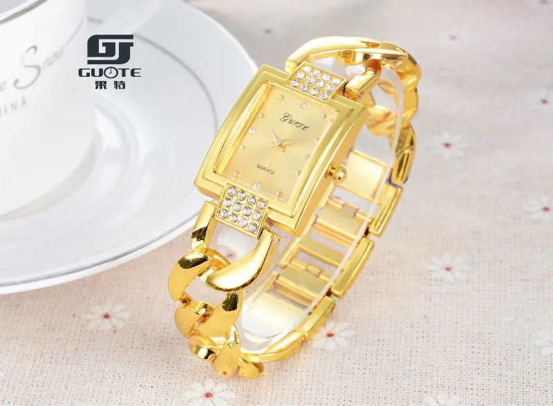 Новые модные роскошные Для женщин розового золота прямоугольник циферблат