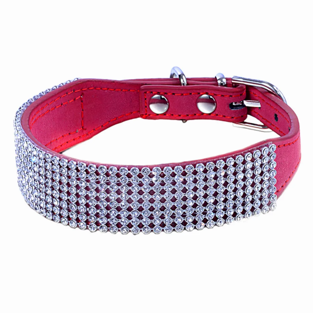 Регулируемый Bling Диаманте питомец с кристаллами щенок Кошка Собака ошейник для котенка из искусственной кожи Стразы Декор Домашние животные цепь