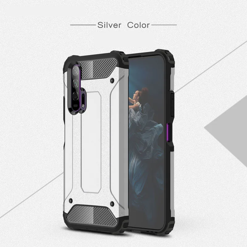 Silver Чехол для huawei Honor 20 Lite 20i 10i 9X Премиум 10 9 8 8A 8C 8X Max 8S 7A 7C Pro V10 V20 двойной Слои анти-противоударный чехол для телефона - Цвет: Silver