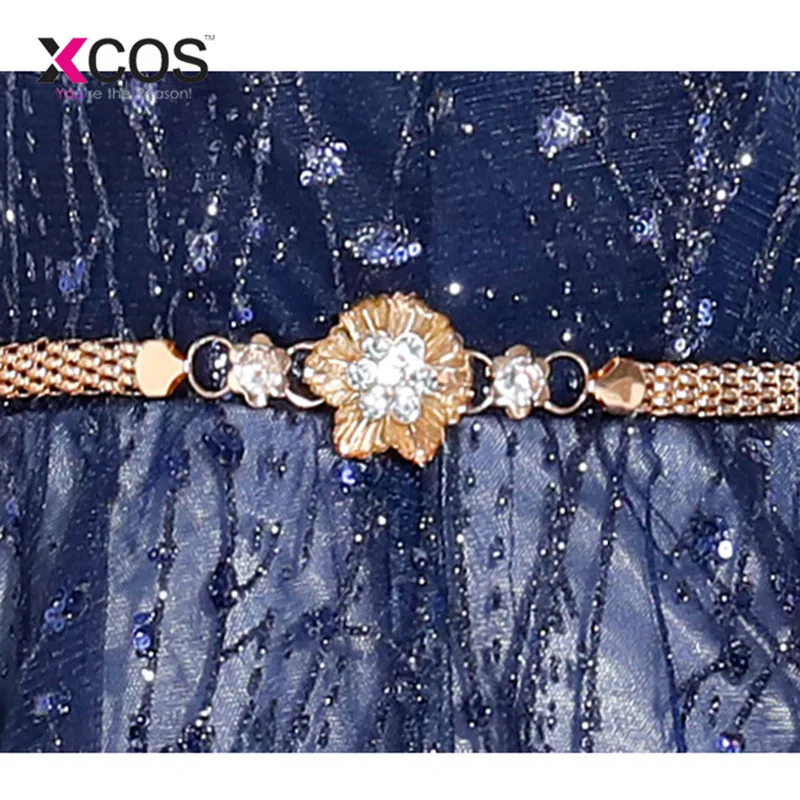XCOS Vestidos Graduacion 2018 темно-синее платье для выпускного вечера Длинные платья