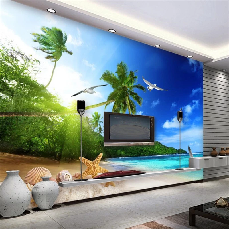 3d обои beibehang на заказ морской пейзаж пляж кокосовое дерево настенная бумага для