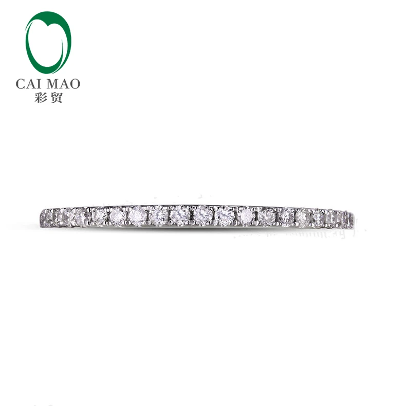 Half Eternity 14 k белое золото Pave H SI 0.18ct алмазное обручальное кольцо