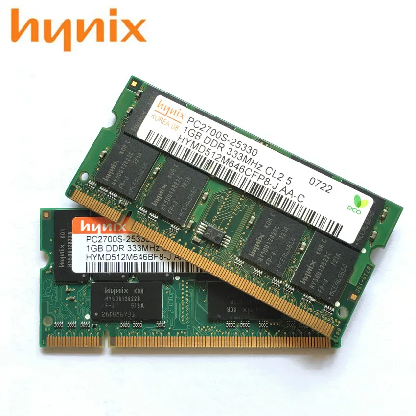Hynix чипсет Ноутбук DDR 1 ГБ ddr1 333 МГц pc 2700 2700s 1GB Оперативная память ноутбука 200pin sodimm PC