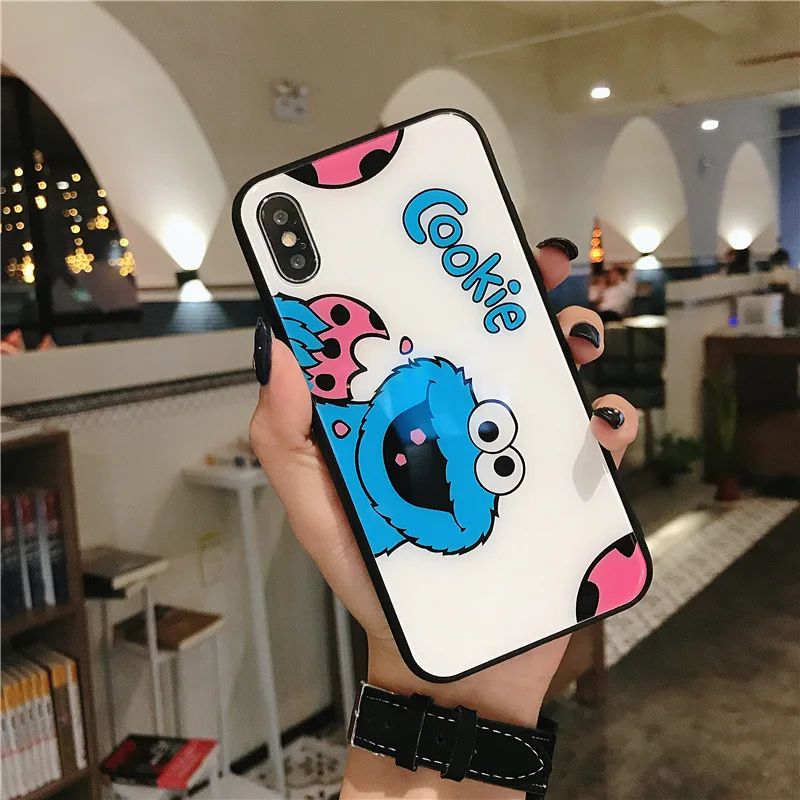 Iphone XR tide cartoon tempered glass mobile phone case iPhone 6s protective cover popular pattern iphpne 7 8 plus |