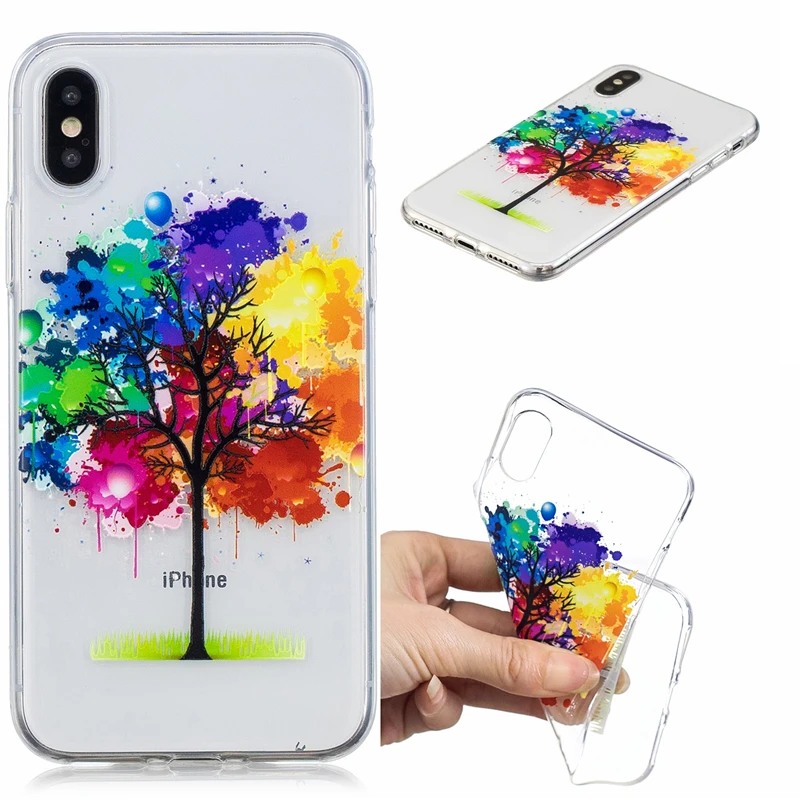 Phone Case For iphone X / iPhone 10 Luxury Original Cute Cartoon Accessories Transparent Back Cover iPhoneX Capa | Мобильные