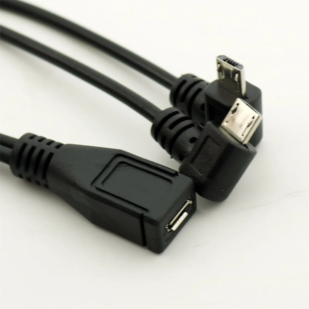 1 шт. микро USB 2 0 5-контактный гнездовой двойной 2x сплиттер папа-папа Y угловой