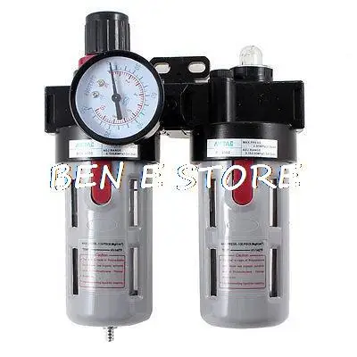 

1/2" PT Port Pneumatic Filter Regulator Air Source Treatment Unit w Gauge