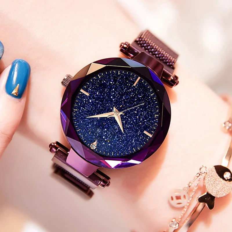 Роскошные женские часы с браслетом звездное небо магнитные наручные