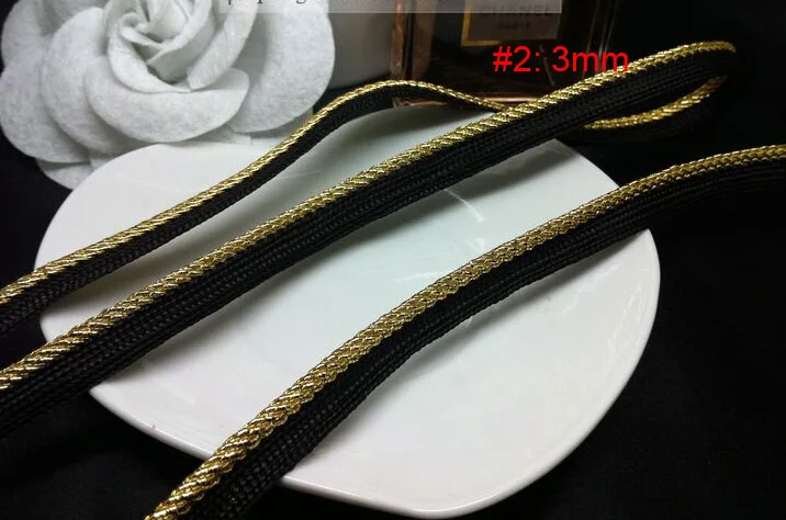 10 ярдов 3-5 мм ширина слоновой кости золотой черный серебряный край плетеные ленты