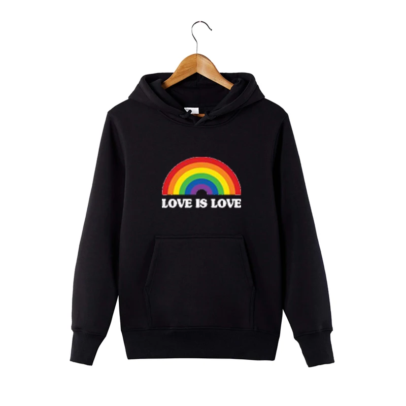Черный Новейшая толстовка с капюшоном Love Is Love, толстовка с капюшоном для геев - Цвет: Черный