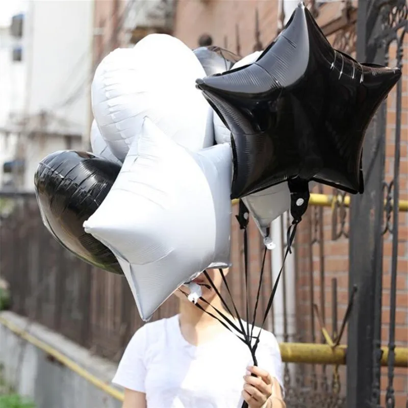 

Foil balloons 5pcs/lot18 inch heart-shaped white black foil balls birthday party decorations adult baloon wedding Halloween ball