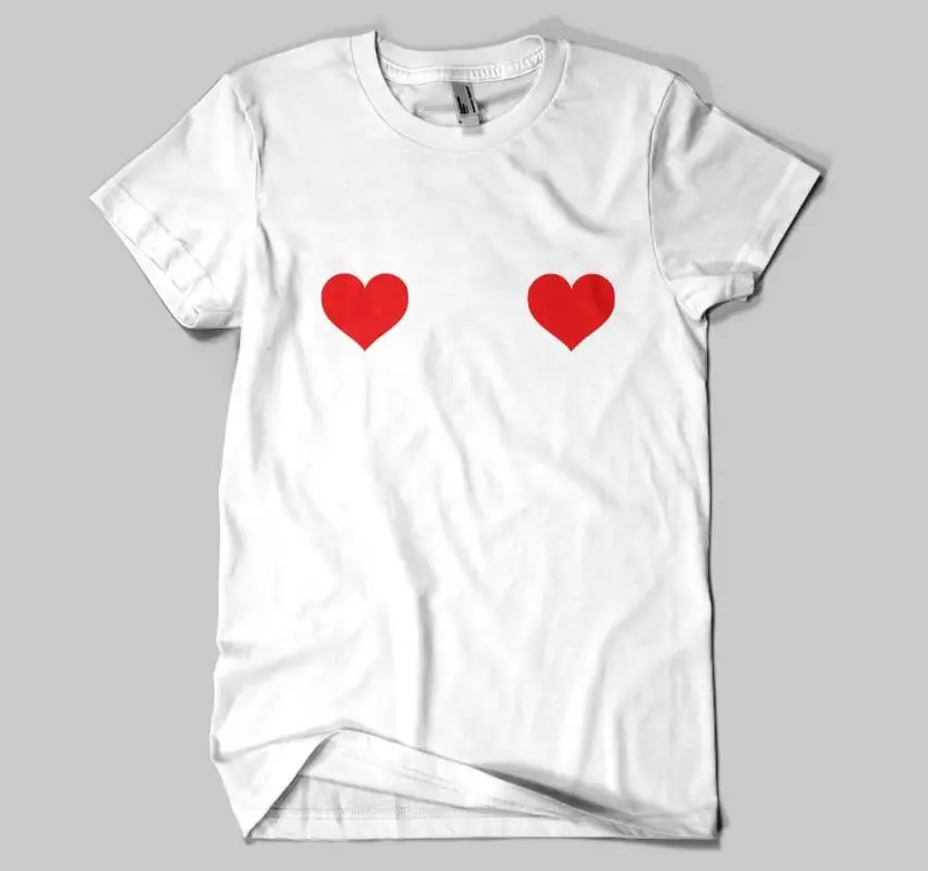 Heart Nipples red Print Women T shirt Cotton Casual Funny Shirt For Lady Top Tee Tumblr Hipster Drop Ship NEW-10 | Женская одежда