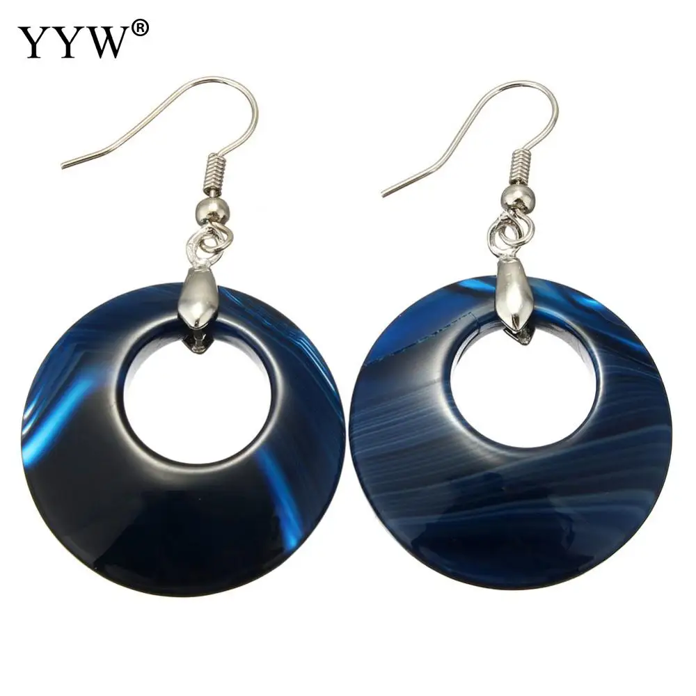 sodalite YYW серьги из натурального камня, европейские женские Агатовые аметисты с кружевом, кварц малахит, бирюза, 28 мм, круглые серьги с камнем - Окраска металла: sodalite