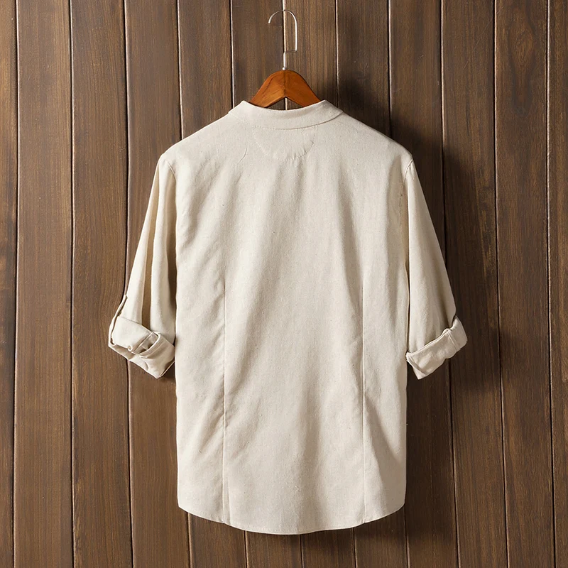 Мужские рубашки с длинным рукавом LEFT ROM однотонная Повседневная Уличная рубашка