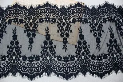 black Ширина 33 см широкий ресницы кружева платье юбка длинная строчка свадебная вуаль одежда аксессуары - Цвет: black