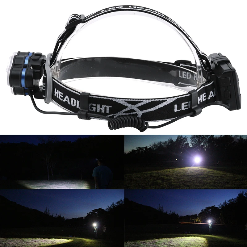 Boruit 3 * T6 + 2 XPE COB 7 LED MICRO USB налобный фонарь Головной лампа для верховой езды