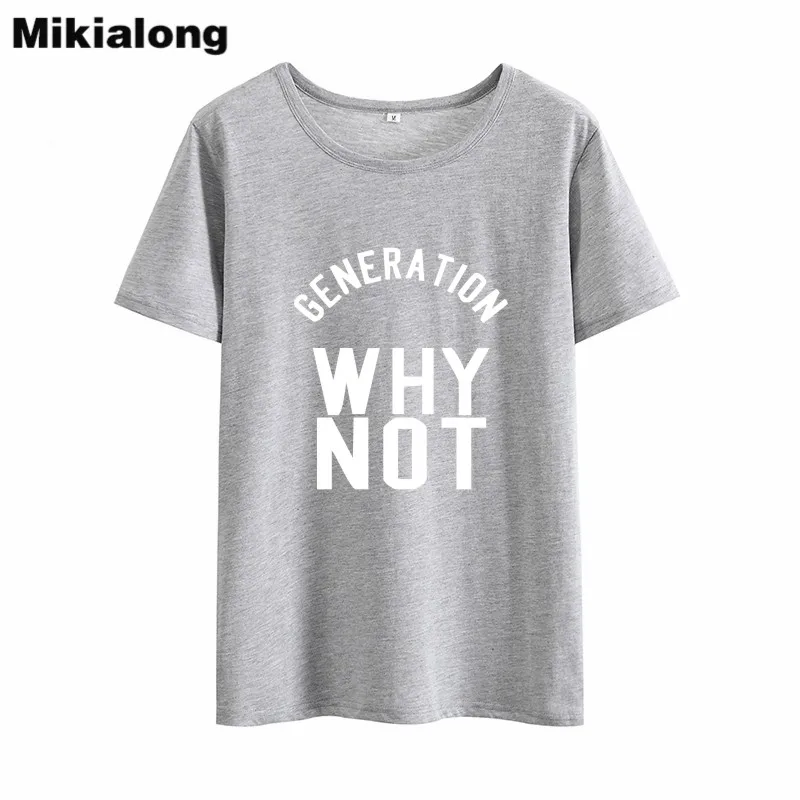 Футболка Mikialong с надписью Why Not летняя женская футболка в стиле Харадзюку черная