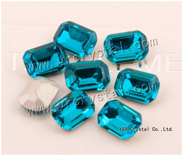 NYMR #4610 10*14mm 13*18mm 15*20mm Blue Zircon Glitter Strass Crystal Octagon Fancy Rhinestone Beads Pointback |