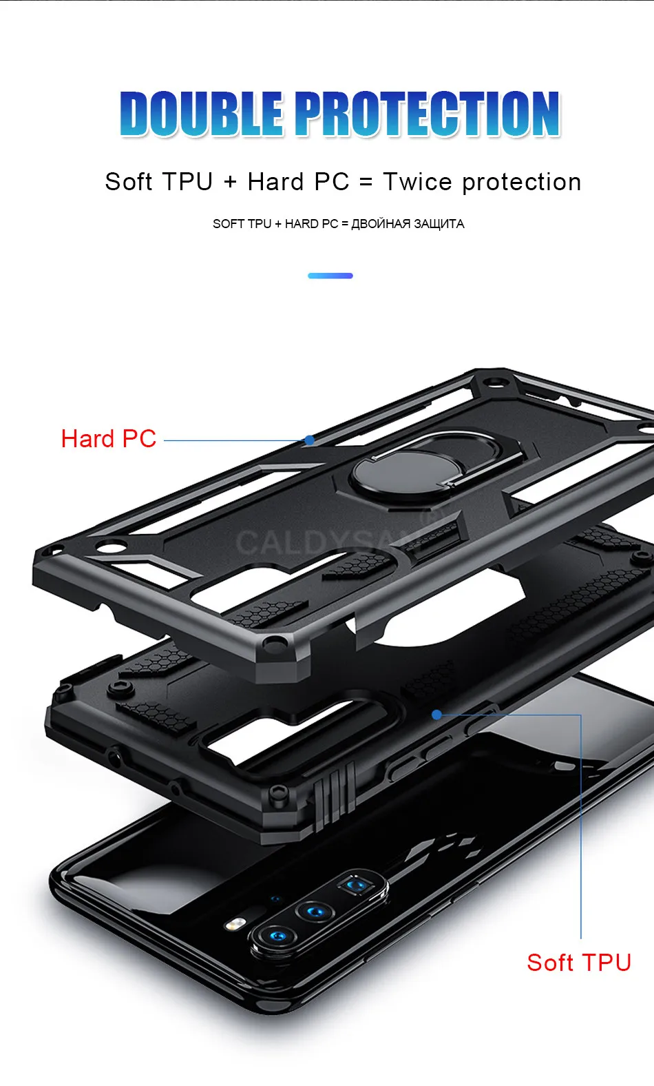 Роскошный армированный чехол с металлическим кольцом для huawei P30 Pro P Smart, противоударный чехол для huawei P30 Lite Honor 10, мягкий чехол