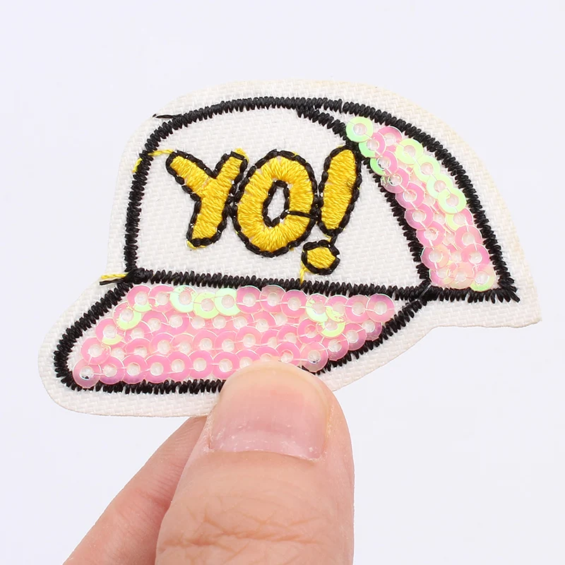 10 шт./лот вышитые блестящие нашивки наклейки с помощью утюга на шляпе мультяшная