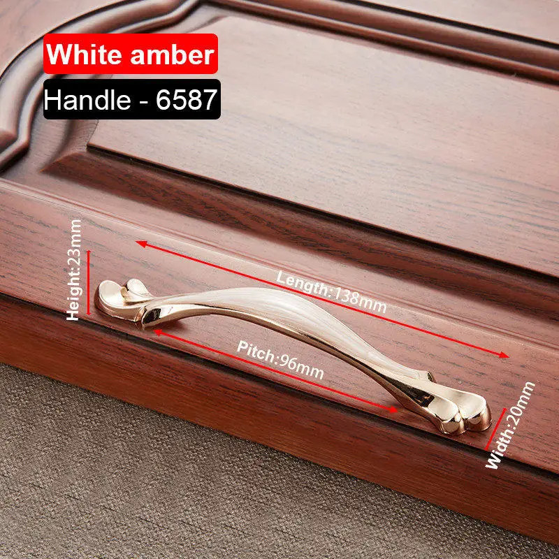 6587-96 White Amber NAIERDI красный белый Янтарный серии ручки для шкафа цинковый сплав Европейский шкаф ручки для выдвижных ящиков шкаф дверная ручка фурнитура - Цвет: 6587-96 White Amber