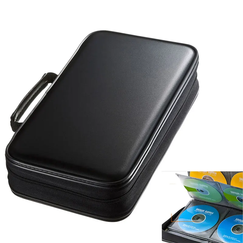 

ymjywl CD Case Blu-ray Disc Box Shockproof CD Bag 96 Discs Capacity For Car Travel Storage Equipment Box