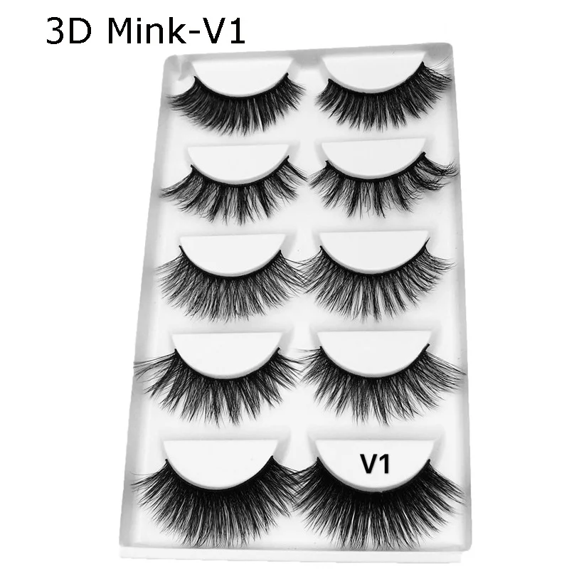 3D-V1 5 пар накладных ресниц натуральные 3D норковые ресницы макияж ресницы для наращивания длинные крестообразные Мягкие Накладные ресницы крылатые Искусственные ресницы - Цвет: 3D-V1