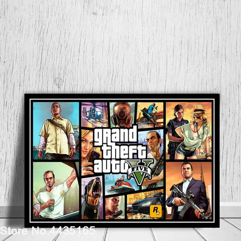 Grand Theft Auto V плакат видео игры GTA 5 сексуальные плакаты пляж и принты Холст Живопись стены Искусство украшение комнаты домашний декор - Цвет: Оранжевый