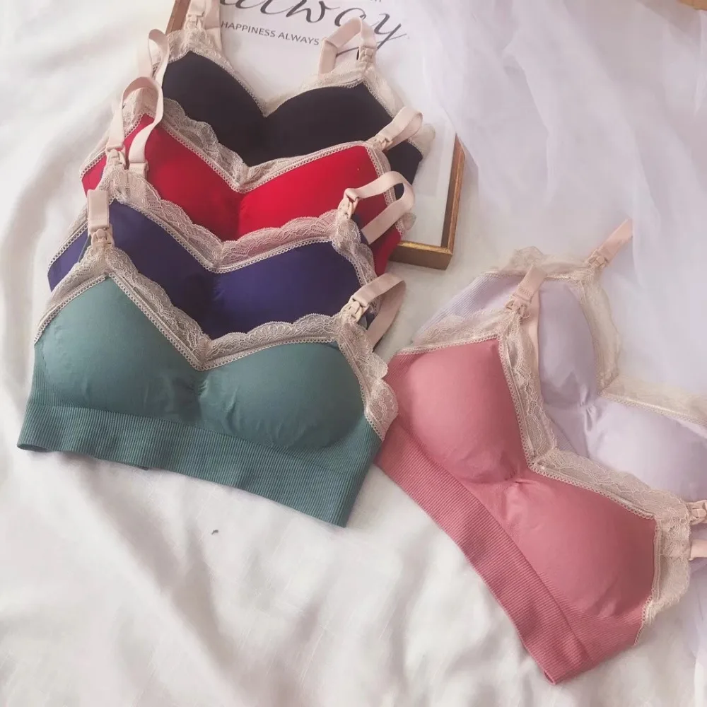 

Full Cup Maternity Bra Wireless Bras Open Breast Feeding Nursing Bra Gather Push Up Chest