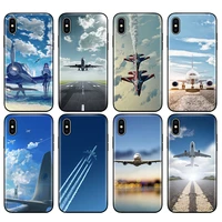 black tpu case for iphone 5 5s se 2020 6 6s 7 8 plus x 10 case silicone cover for iphone xr xs 11 pro max aircraft sky airport