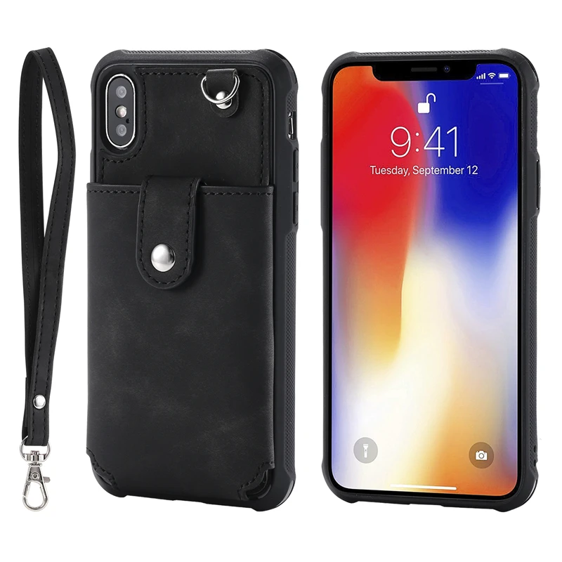 Haissky бумажник телефон чехол для iPhone 6 7 6 S 8 Plus женский Флип кожаный чехол для iPhone X XS 7 8 Plus зеркальный чехол Аксессуары - Цвет: black