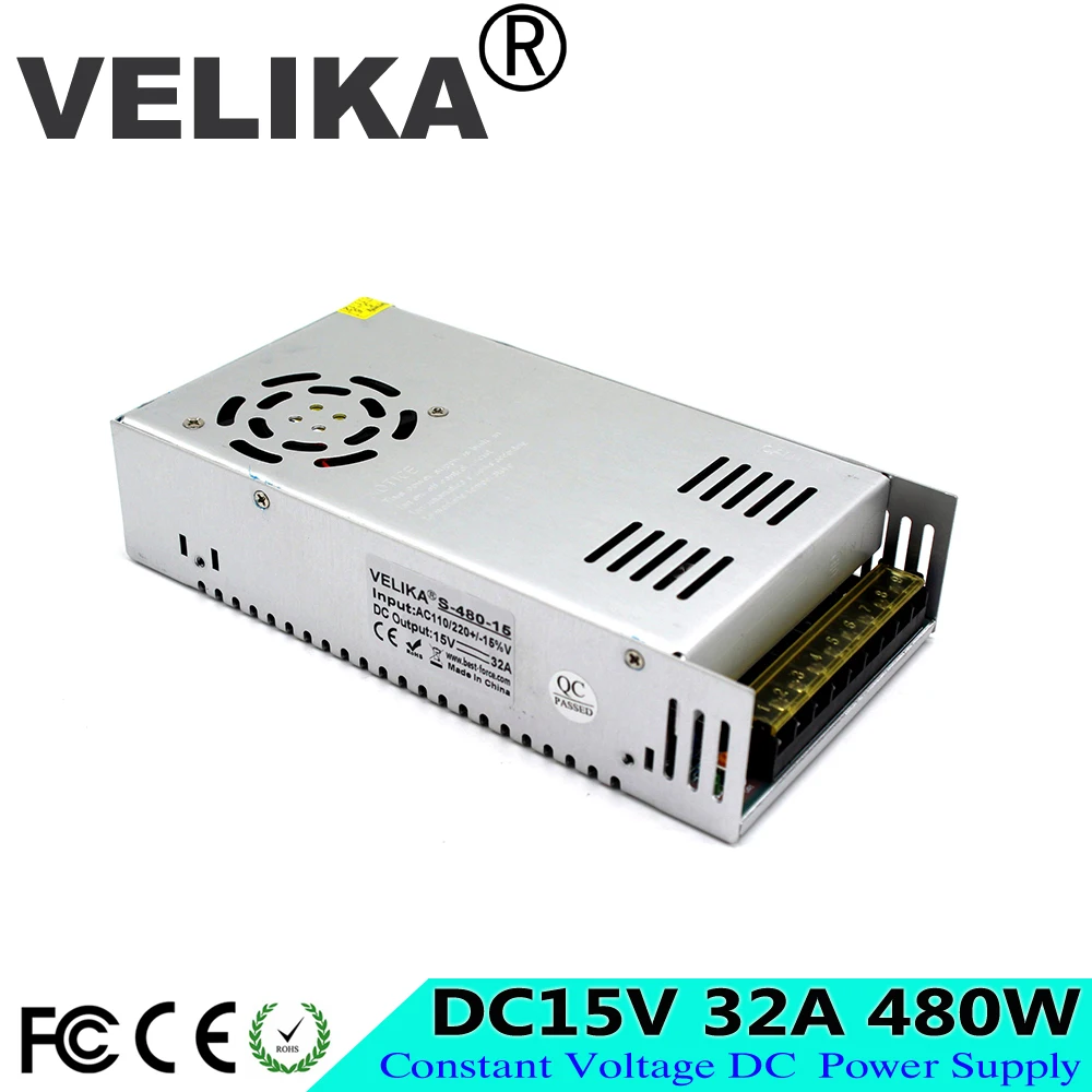 Универсальный Одиночный выход DC15V 32A 480W Драйвер импульсного источника питания