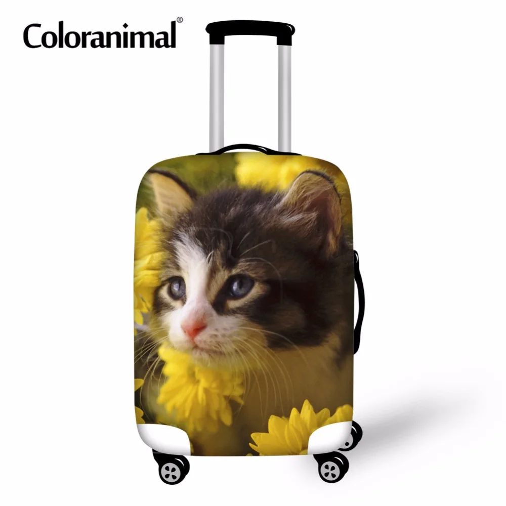 

Coloranimal пыле эластичный чемодан Комплект чехлов для 18-30 дюймов милый кот цветочный принт Чемодан защитную крышку Аксессуары для путешествий