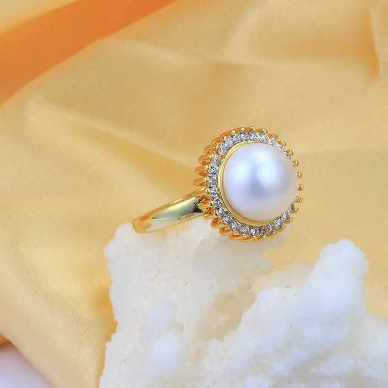 HENGSHENG 2019 Classic Royal Natural Pearl Ring Fashion Flexible Engagement Wedding Jewelry For Women Charms 10-10.5MM | Украшения и