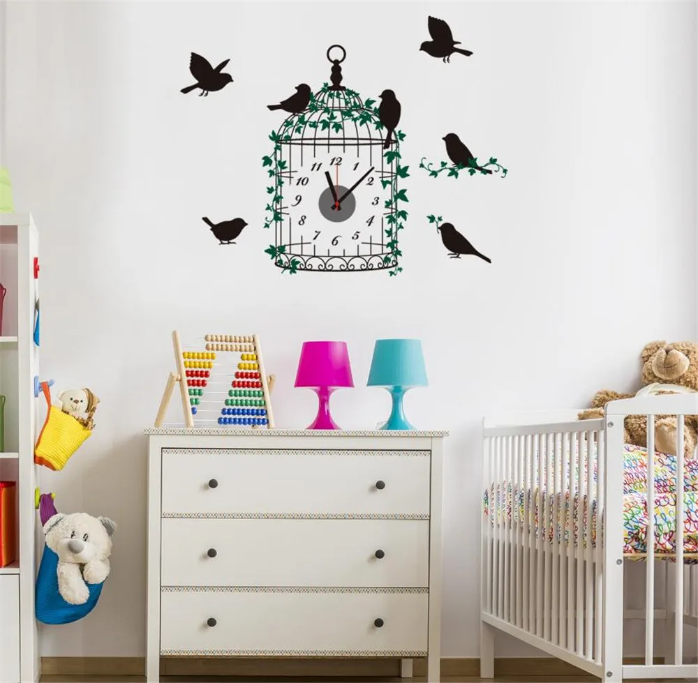 Birdcage Wall Clock Silent Children Living Room Bedroom Hanging Clocks Home Decoration A2177c | Дом и сад