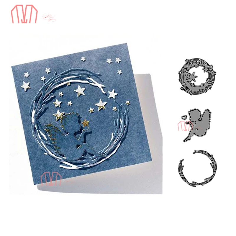 Mai Angel circle star vine металлические трафареты для резки сделай сам Скрапбукинг