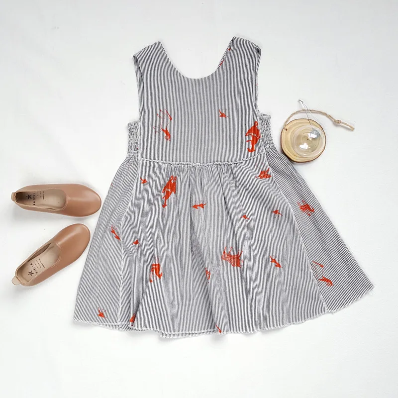 New Summer Style Brief Sweet Girl Cotton Dress Fashion Large V Sleeveless Parent-Child Teenage Girls Clothing | Детская одежда и