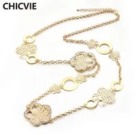 chicvie luxury jewelry flowers pattern tree of life necklace pendant charm necklace women statement bohemian necklaces sne180040