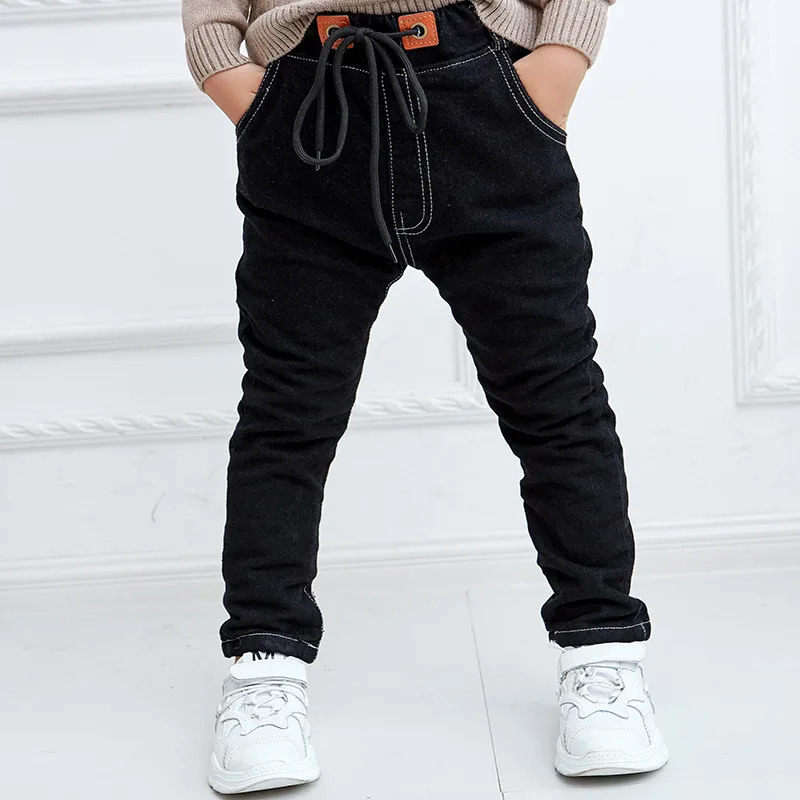Winter Boys Denim Pants Warm Thin Thick Cotton Kids Sports Fleece Lined for Clothes Fashion Trousers | Мать и ребенок