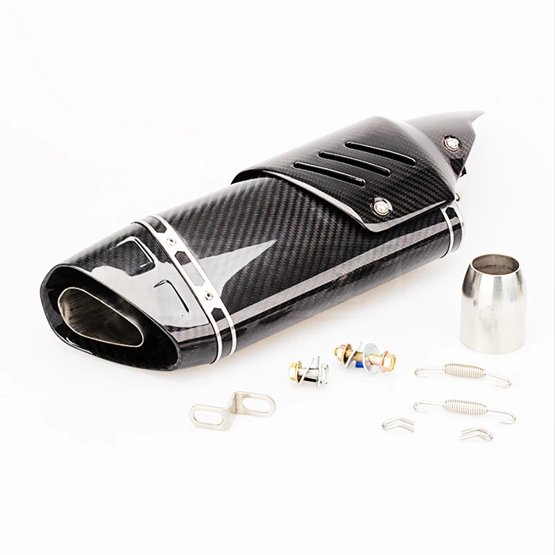 

500cc 600cc R11 Real Carbon Fiber Motorcycle Exhaust Pipe Muffler With DB Killer R6 R1 CBR500 Exhaust Tubo Escape Moto