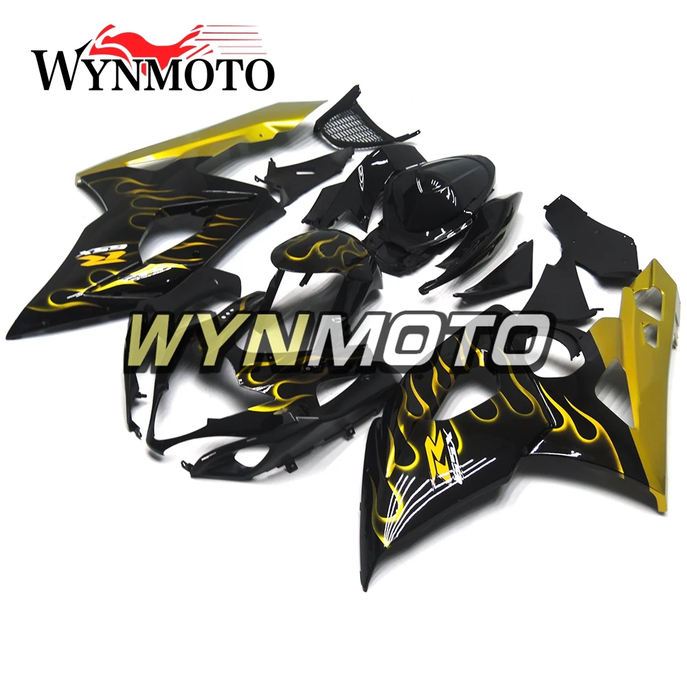 

Полный комплект обтекателей для GSXR1000 2005-2006 05 06 K5, Обтекатели из АБС-пластика, Обтекатели для кузова, Обтекатели с черным золотым пламенем