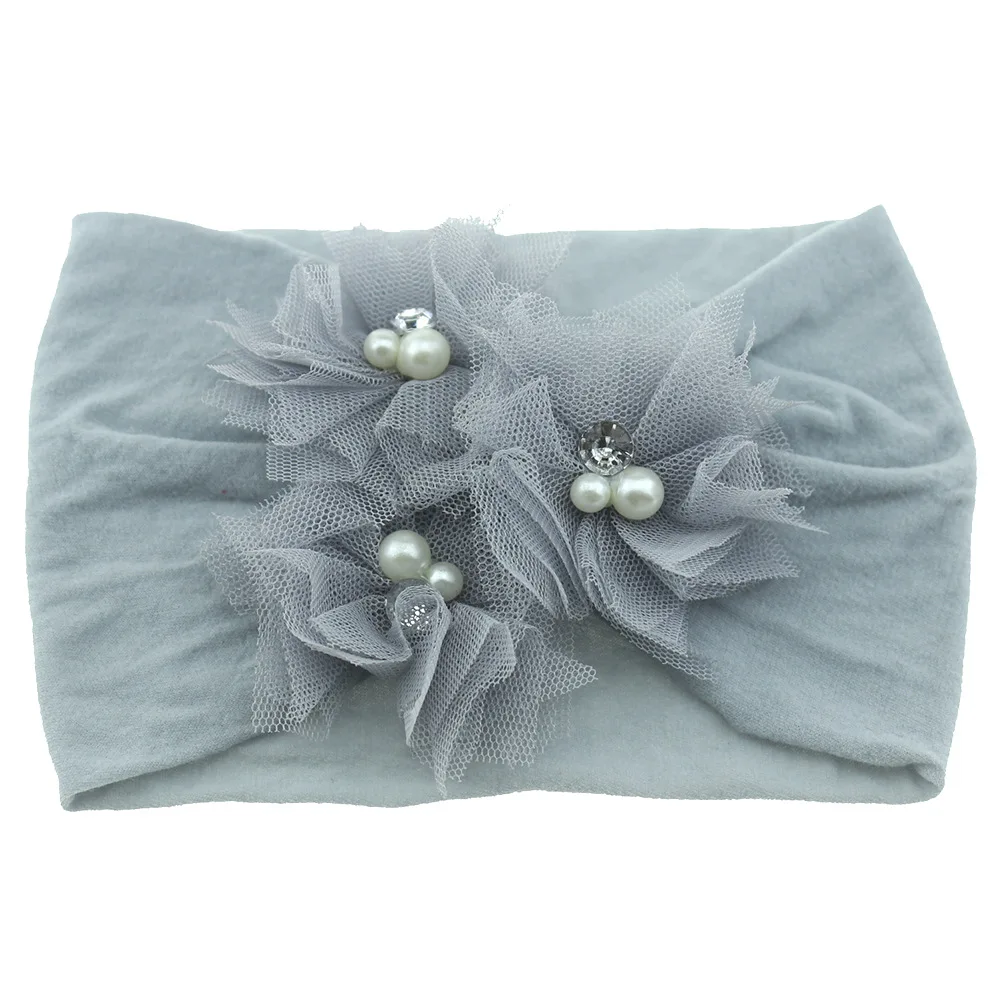 Yundfly Baby Wide Nylon Stockings Headband Three Mesh Flowers Knot Headwraps Children Party Photography Props Birthday Gifts | Мать и