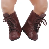 popular dark brown boots with straps are suitable for 43 cm baby dolls and 18 inch girl shoe accessories g61