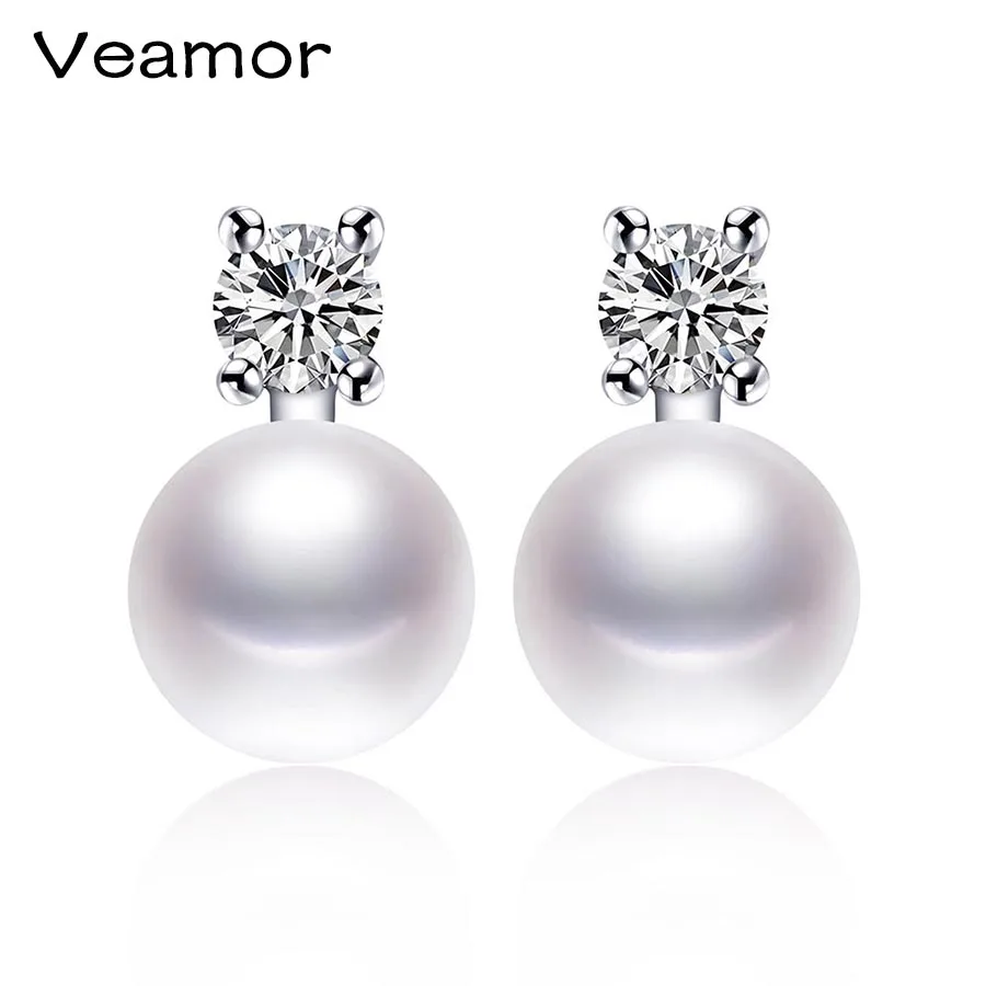 Серьги гвоздики с жемчугом VEAMOR ювелирные изделия из стерлингового серебра 925