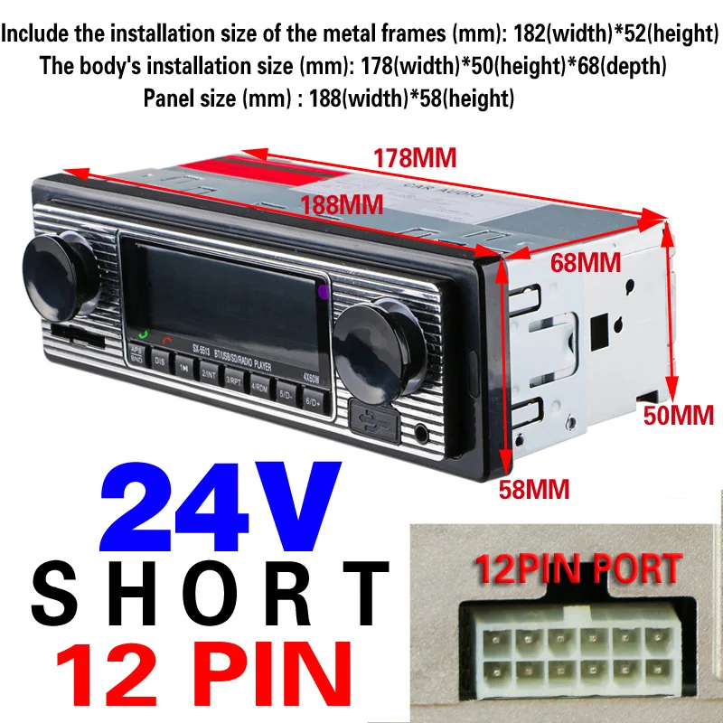 Автомагнитола 12 В/24 В Bluetooth mp3 плеер стерео FM USB AUX|oto teypleri|radio para carrocar radio |