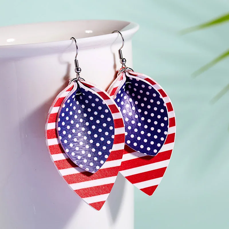 flag 3 Женские бейсбольные серьги из искусственной кожи для спорта, баскетбола, футбола, флага Луны, длинные в форме слезы, пирсинг, ювелирные изделия - Окраска металла: flag 3