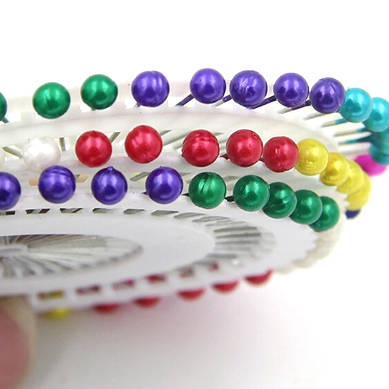 Булавки для шитья 480 шт. прямые цветные белые с круглой жемчужной головкой